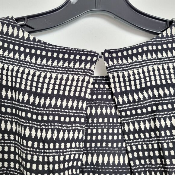 H&M Black White Stripe Geometric Long Sleeve Deep Key Hole Back Shift Dress 12 - Picture 5 of 13